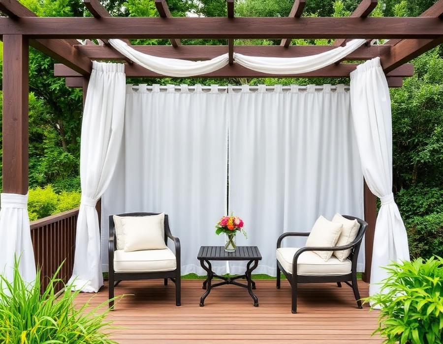 Outdoor pergola with upholstered seating